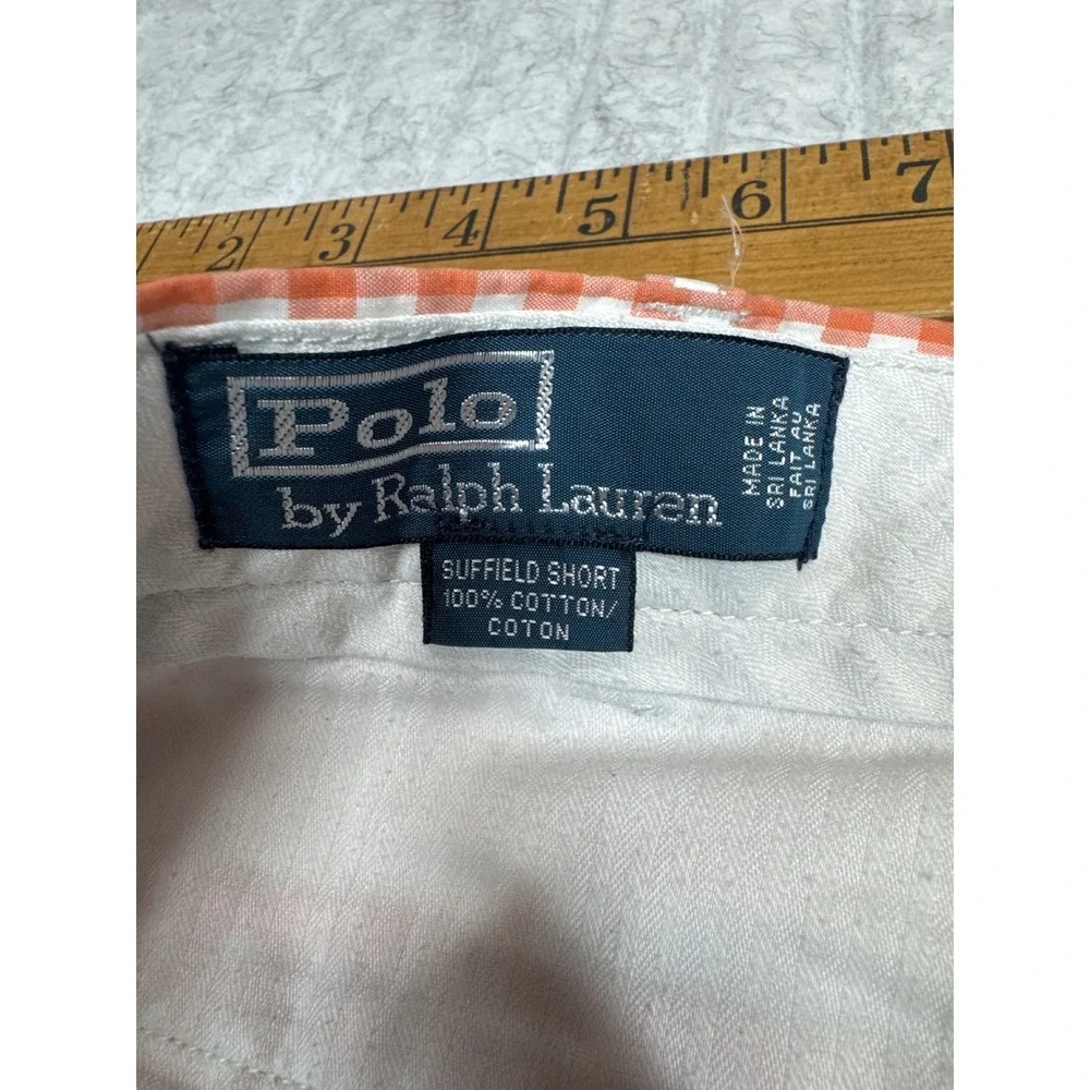 Polo Ralph Lauren Suffield Shorts Mens 38 Orange White Gingham Check Cotton 8.5